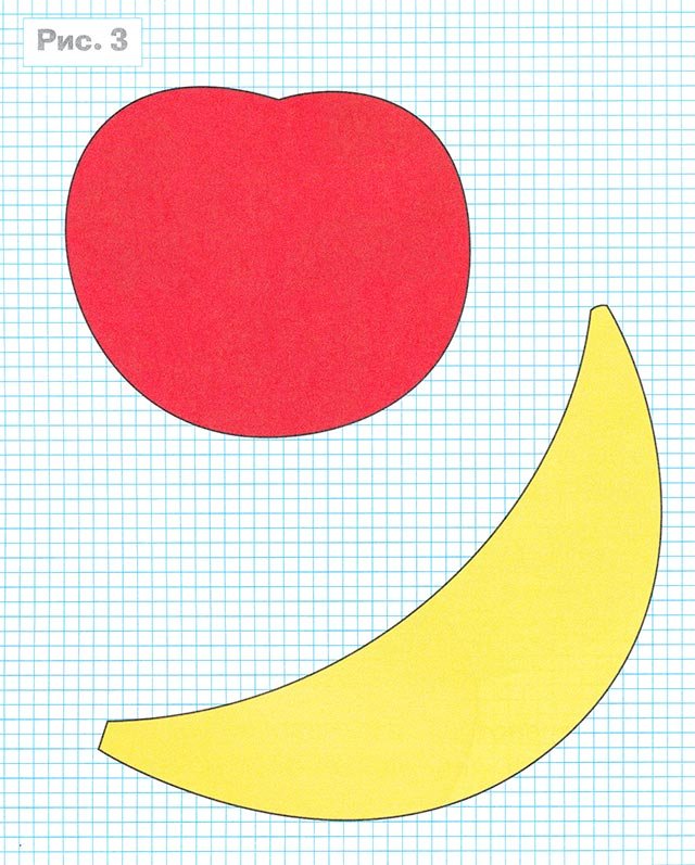 Шаблон яблука та банану для аплікації з кольорового картону