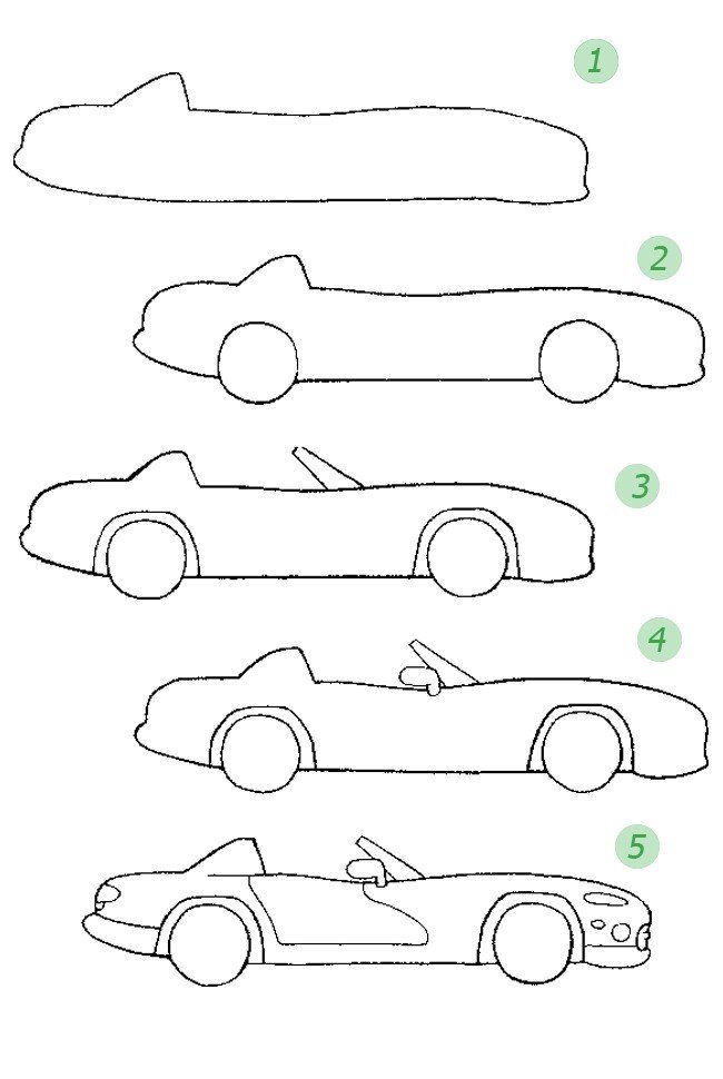 Как рисовать автомобили. Схема