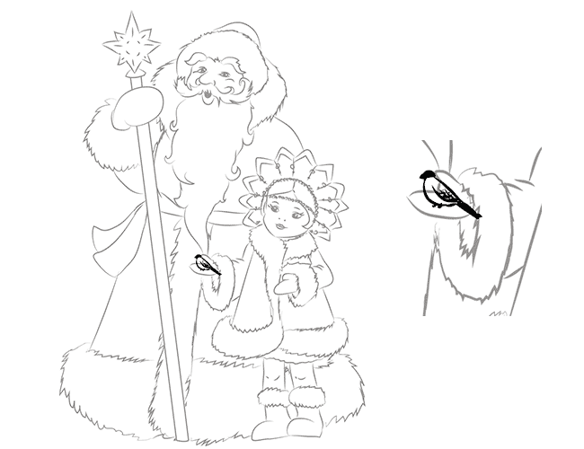 Дед Мороз и Снегурочка: пошаговая инструкция по рисованию для детей