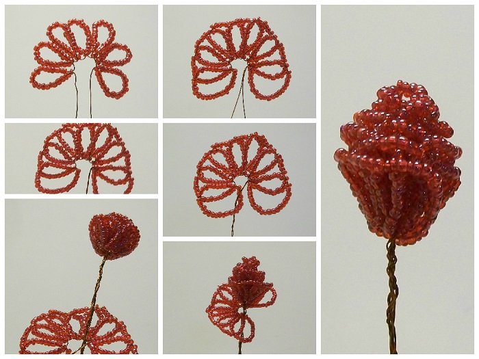 Розы из бисера, схема плетения - фото 6