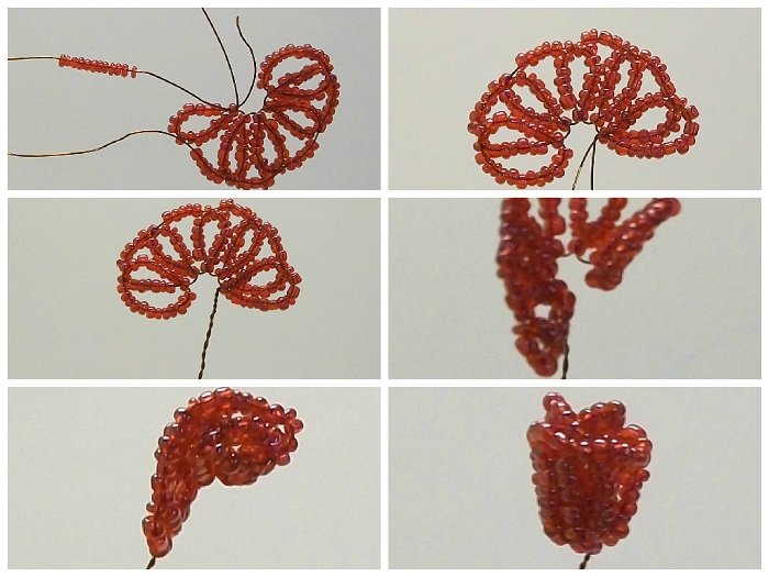 Розы из бисера, схема плетения - фото 3