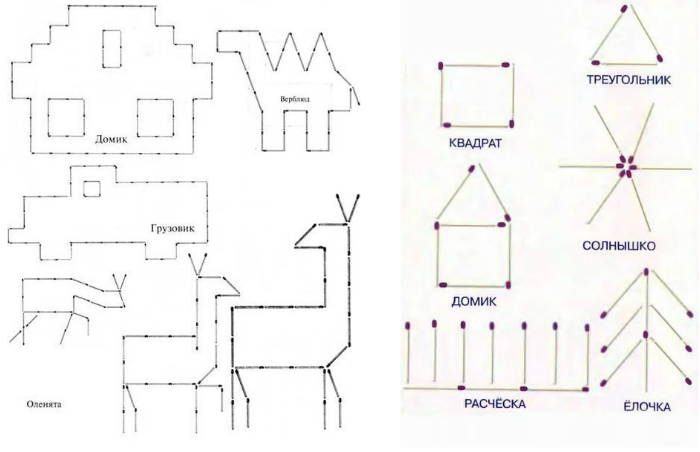 Картинки из спичек для детей 7 лет схемы