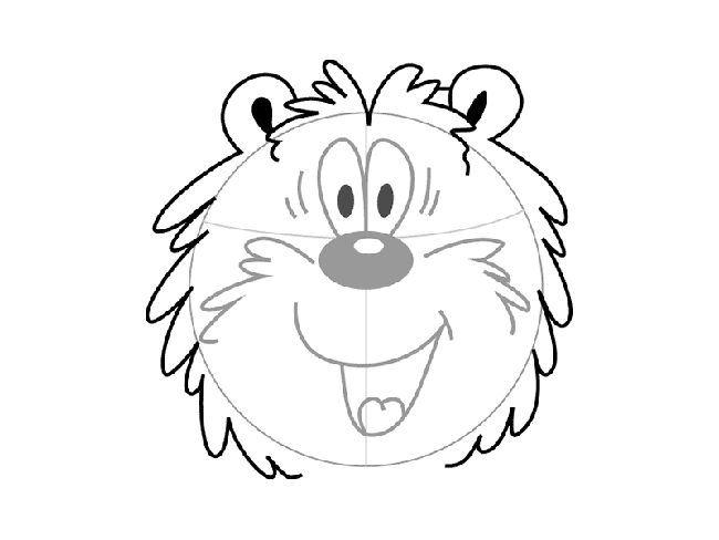 Рисуем мишку из мультфильма «Трям! Здравствуйте!» шаг 1