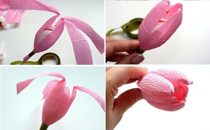 Як зробити тюльпани з гофрованого паперу – інструкція, фото 3