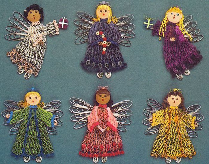 Красивые поделки из квиллинга для детей - ангелочки в стили квилинг