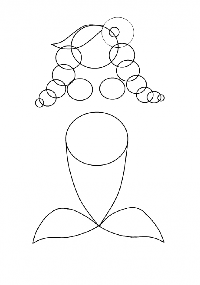 Як намалювати смішну русалочку, схема 3, крок 7