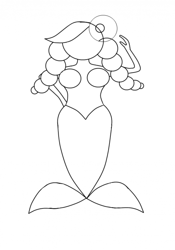 Як намалювати смішну русалочку, схема 3, крок 11