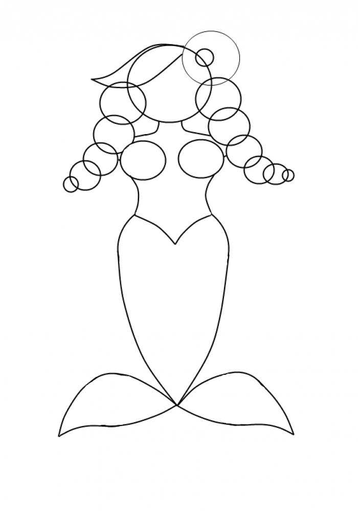 Как нарисовать смешную русалочку, схема 3, шаг 9