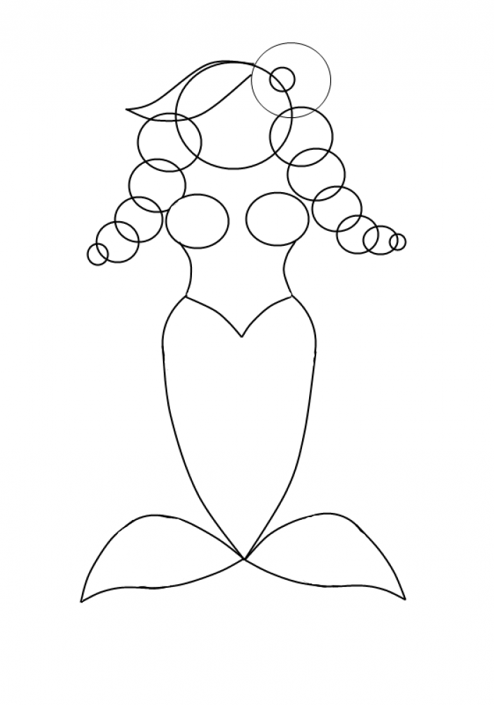 Як намалювати смішну русалочку, схема 3, крок 8