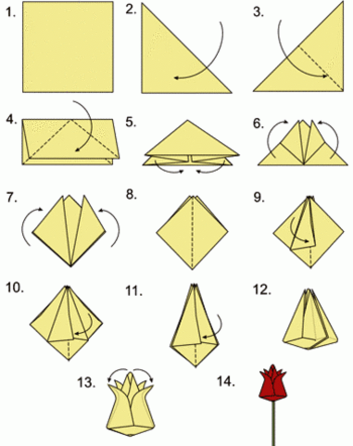Тюльпан оригами (схема)
