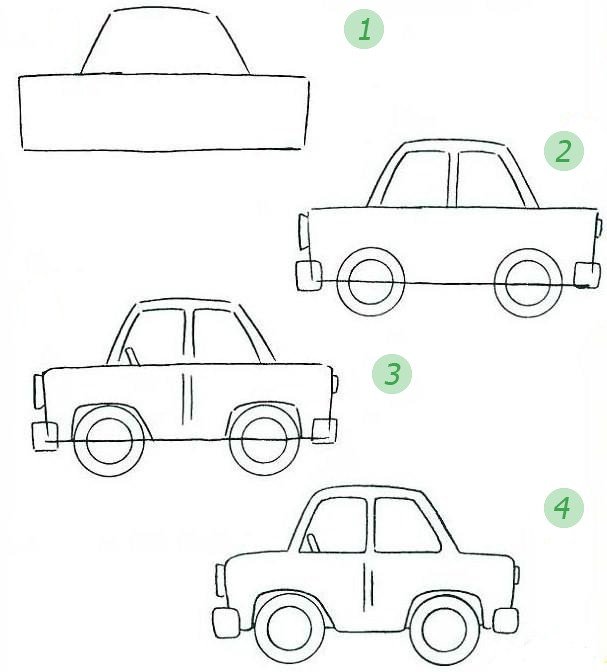 Як малювати машини на папері. Схема 2