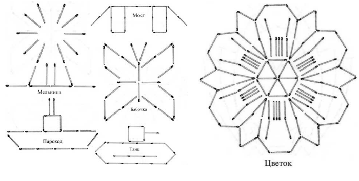 Фигуры из спичек для детей схемы