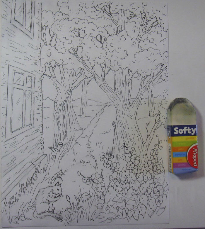 Как нарисовать пейзаж цветными
карандашами, шаг 5