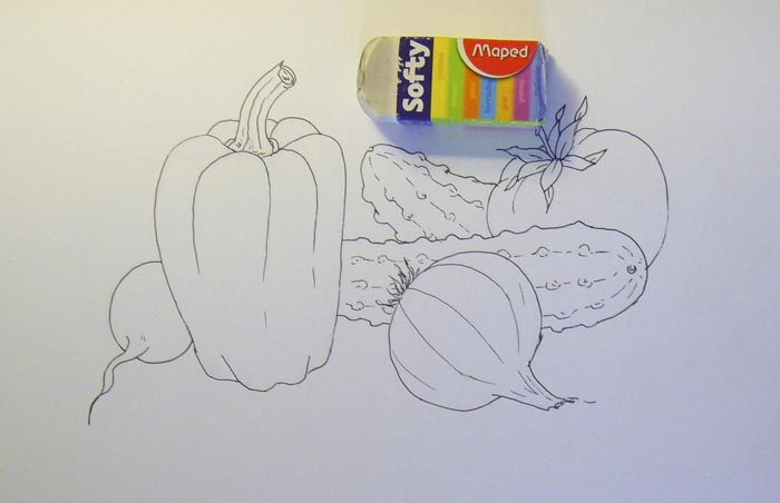 Как нарисовать полезные фрукты и овощи для