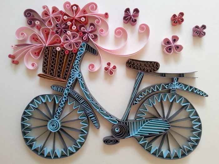 Красивые поделки из квиллинга для детей - велосипед из квиллинга