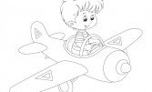 Раскраска «Мальчик на самолете»
