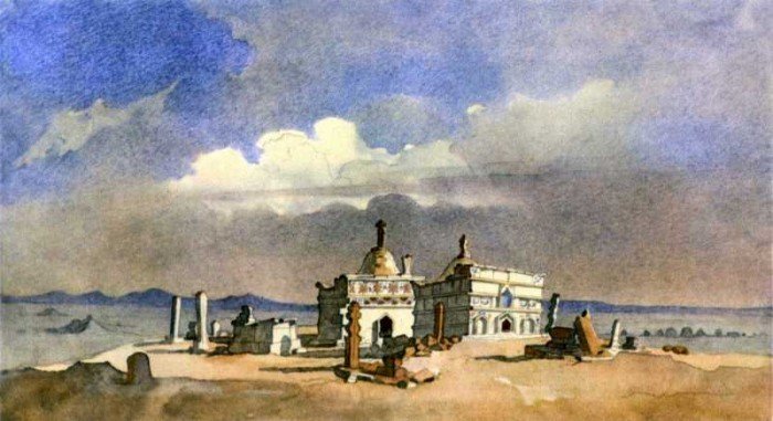 Акварели Тараса Шевченко. Туркменские абы (гробницы) в Каратау